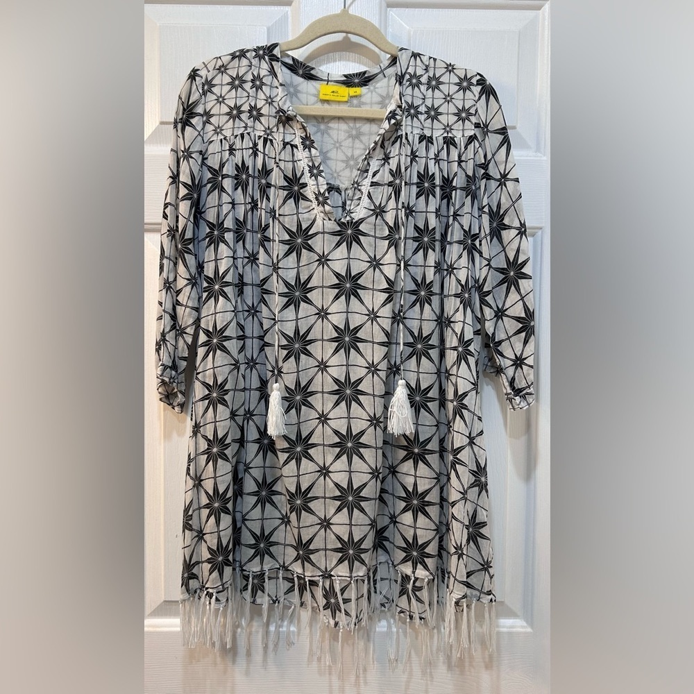 Roberta‎ Roller Rabbit Boho Beach Fringe Tunic Top Size XS Lightweight Cover Up